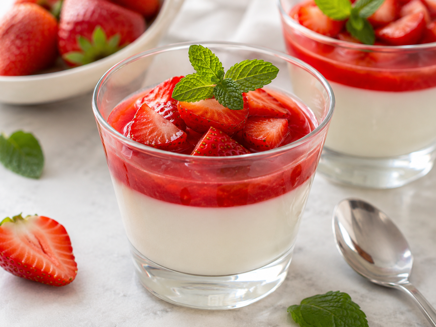 panna cotta cu căpșuni desert răcoritor de vară